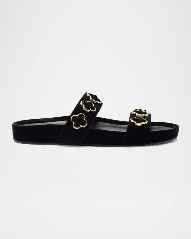 Milan Velvet Floral Slide Sandals